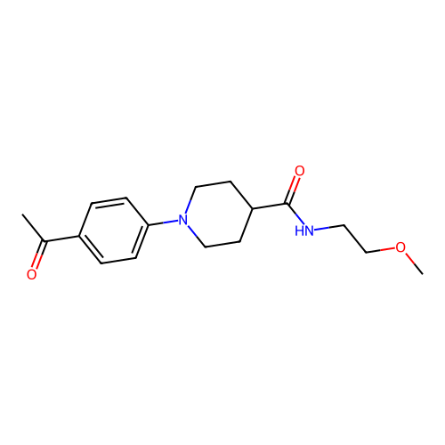 1-(4-acetylphenyl)-N-(2-methoxyethyl)piperidine-4-carboxamide structure