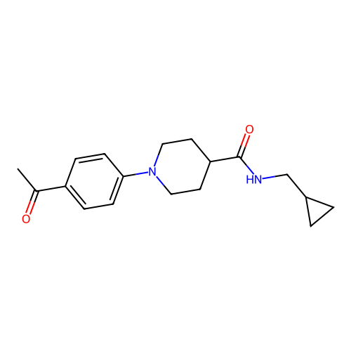 1-(4-acetylphenyl)-N-(cyclopropylmethyl)piperidine-4-carboxamide structure