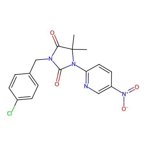 3-(4-chlorobenzyl)-5,5-dimethyl-1-(5-nitro-2-pyridinyl)-1H-imidazole-2,4(3H,5H)-dione structure