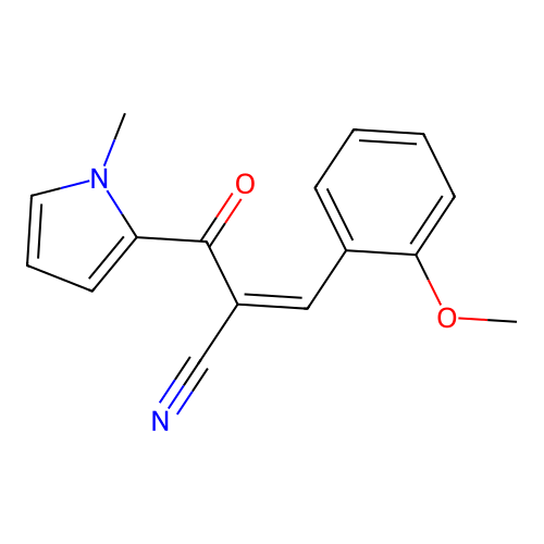 3-(2-methoxyphenyl)-2-(1-methyl-1H-pyrrole-2-carbonyl)prop-2-enenitrile structure