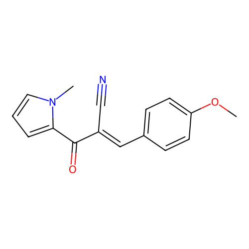 (E)-3-(4-methoxyphenyl)-2-(1-methylpyrrole-2-carbonyl)prop-2-enenitrile structure