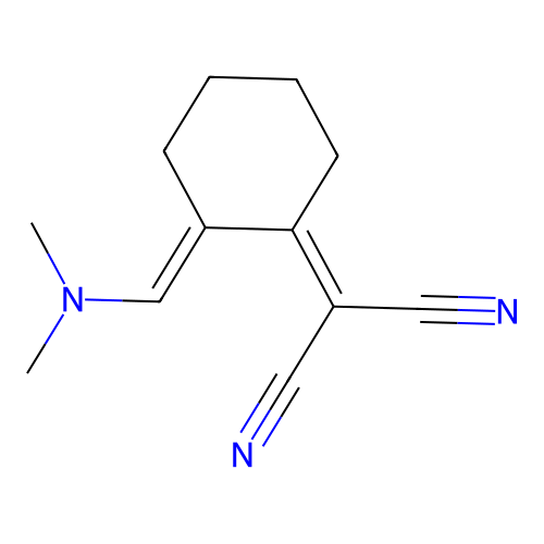 2-[(2E)-2-(dimethylaminomethylidene)cyclohexylidene]propanedinitrile structure