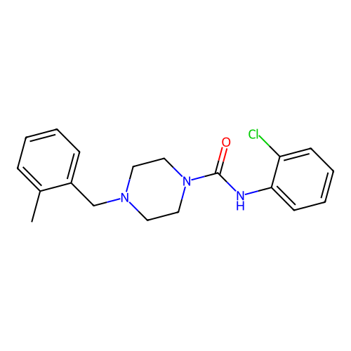 N-(2-chlorophenyl)-4-[(2-methylphenyl)methyl]piperazine-1-carboxamide structure