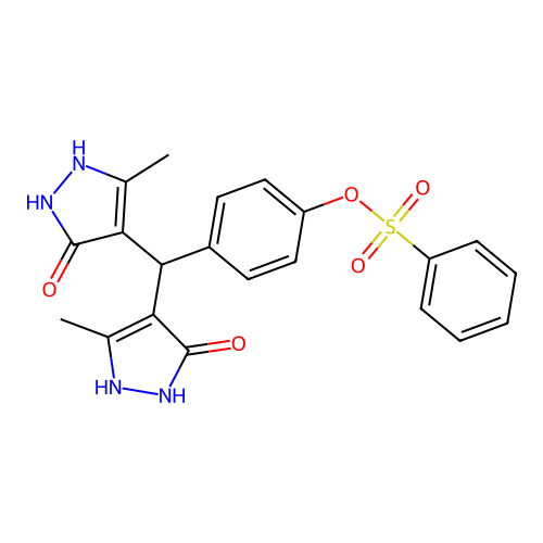 4-[bis(5-hydroxy-3-methyl-1H-pyrazol-4-yl)methyl]phenyl benzenesulfonate structure