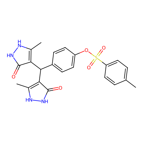 4-[bis(5-hydroxy-3-methyl-1H-pyrazol-4-yl)methyl]phenyl 4-methylbenzenesulfonate structure