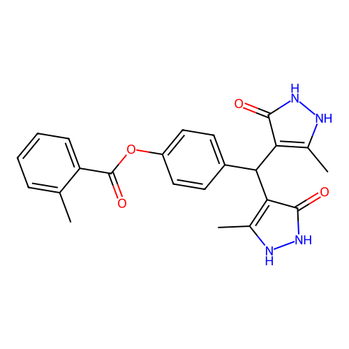 4-[bis(5-hydroxy-3-methyl-1H-pyrazol-4-yl)methyl]phenyl 2-methylbenzoate structure