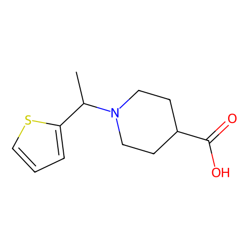 1-(1-(Thiophen-2-yl)ethyl)piperidine-4-carboxylic acid structure