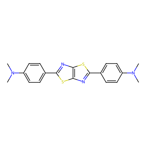 (4-{5-[4-(dimethylamino)phenyl](1,3-thiazolo[5,4-d]1,3-thiazol-2-yl)}phenyl)di methylamine structure