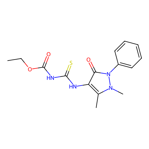 ethyl N-[(1,5-dimethyl-3-oxo-2-phenylpyrazol-4-yl)carbamothioyl]carbamate structure