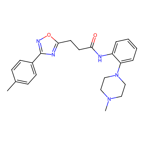 3-[3-(4-methylphenyl)-1,2,4-oxadiazol-5-yl]-N-[2-(4-methylpiperazin-1-yl)phenyl]propanamide structure