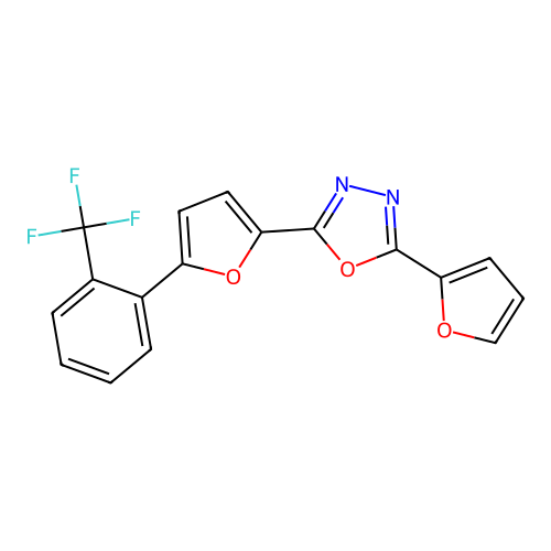 2-(Furan-2-yl)-5-(5-(2-(trifluoromethyl)phenyl)furan-2-yl)-1,3,4-oxadiazole structure
