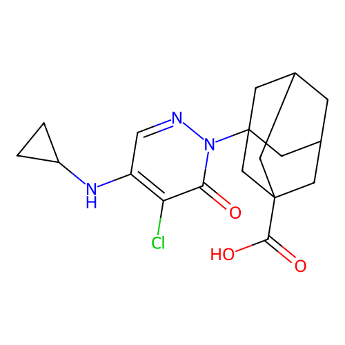 3-[5-chloro-4-(cyclopropylamino)-6-oxo-pyridazin-1-yl]adamantane-1-carboxylic Acid structure