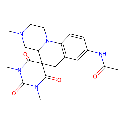 N-(1',3,3'-trimethyl-2',4',6'-trioxo-1',2,3,3',4,4',4a,6'-octahydro-1H,2'H,6H-spiro[pyrazino[1,2-a]quinoline-5,5'-pyrimidin]-8-yl)acetamide structure