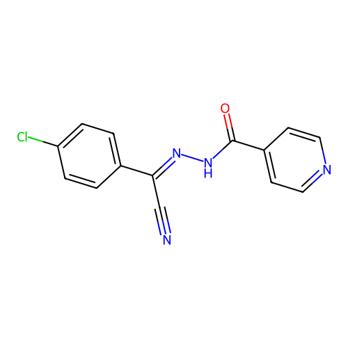 4-chloro-N-(pyridine-4-carbonylamino)benzenecarboximidoyl cyanide structure