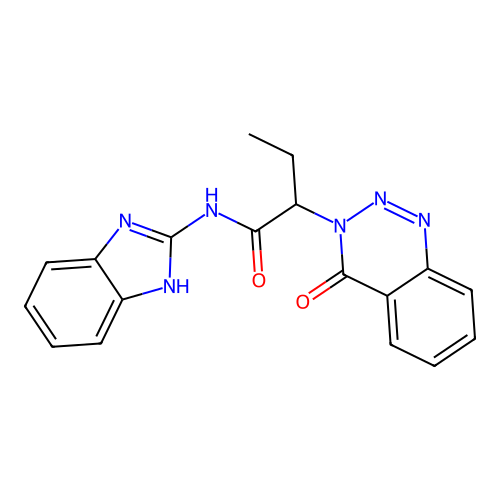 N-(1H-benzimidazol-2-yl)-2-(4-oxo-1,2,3-benzotriazin-3(4H)-yl)butanamide structure