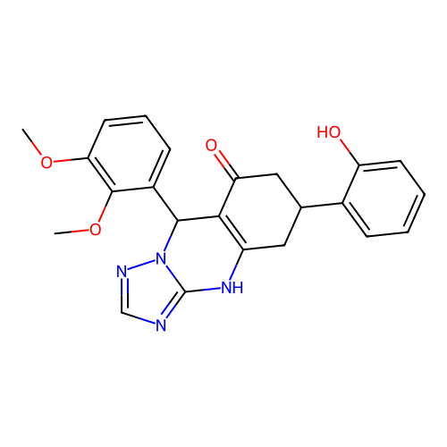9-(2,3-dimethoxyphenyl)-6-(2-hydroxyphenyl)-5,6,7,9-tetrahydro-[1,2,4]triazolo[5,1-b]quinazolin-8(4H)-one structure