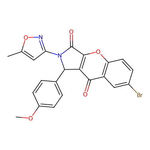 7-bromo-1-(4-methoxyphenyl)-2-(5-methyl-1,2-oxazol-3-yl)-1,2-dihydrochromeno[2,3-c]pyrrole-3,9-dione structure