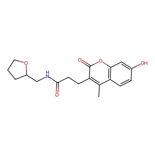 3-(7-hydroxy-4-methyl-2-oxochromen-3-yl)-N-(oxolan-2-ylmethyl)propanamide structure