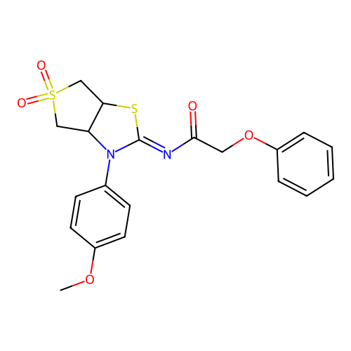N-[(2Z)-3-(4-methoxyphenyl)-5,5-dioxidotetrahydrothieno[3,4-d][1,3]thiazol-2(3H)-ylidene]-2-phenoxyacetamide structure