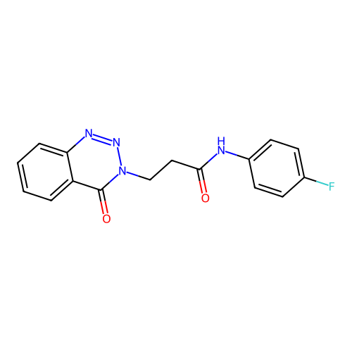 N-(4-fluorophenyl)-3-(4-oxo-1,2,3-benzotriazin-3(4H)-yl)propanamide structure