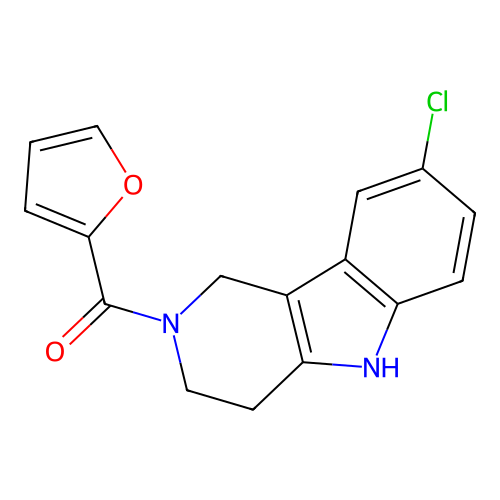 (8-chloro-1,3,4,5-tetrahydro-2H-pyrido[4,3-b]indol-2-yl)(furan-2-yl)methanone structure