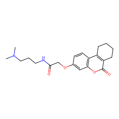 N-(3-(dimethylamino)propyl)-2-((6-oxo-7,8,9,10-tetrahydro-6H-benzo[c]chromen-3-yl)oxy)acetamide structure