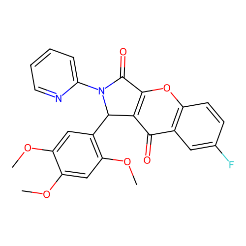 7-fluoro-2-(2-pyridinyl)-1-(2,4,5-trimethoxyphenyl)-1,2-dihydrochromeno[2,3-c]pyrrole-3,9-dione structure