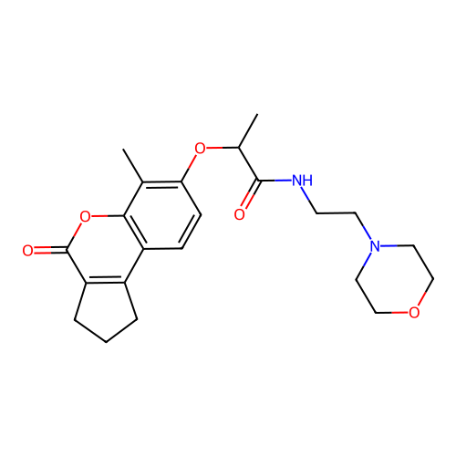 2-((6-methyl-4-oxo-1,2,3,4-tetrahydrocyclopenta[c]chromen-7-yl)oxy)-N-(2-morpholinoethyl)propanamide structure