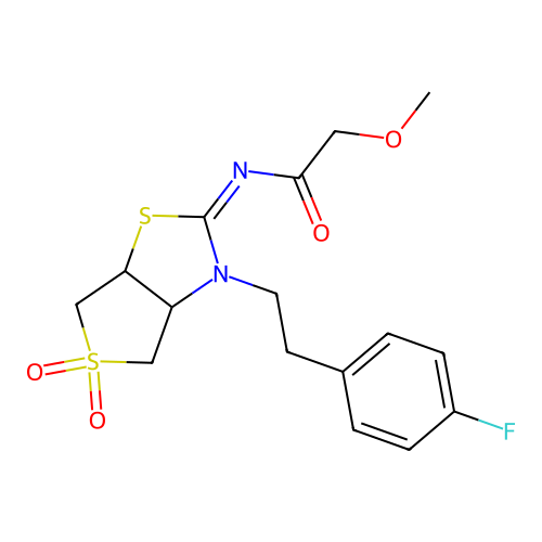 N-[(2Z)-3-[2-(4-fluorophenyl)ethyl]-5,5-dioxidotetrahydrothieno[3,4-d][1,3]thiazol-2(3H)-ylidene]-2-methoxyacetamide structure