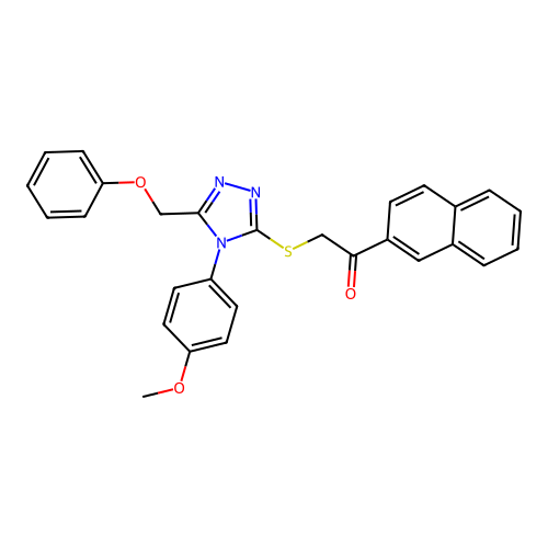 2-((4-(4-methoxyphenyl)-5-(phenoxymethyl)-4H-1,2,4-triazol-3-yl)thio)-1-(naphthalen-2-yl)ethanone structure
