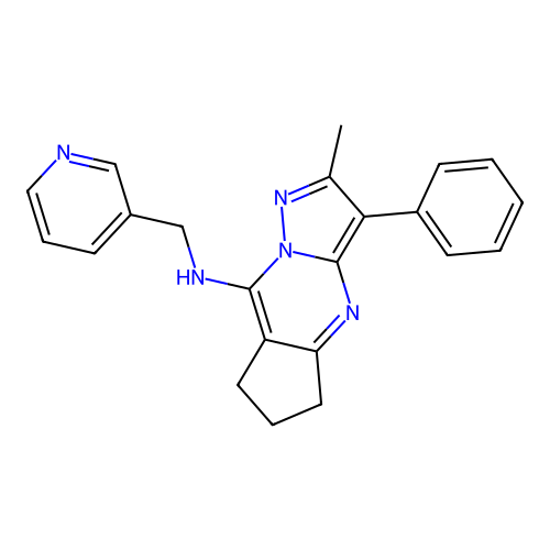 2-methyl-3-phenyl-N-(pyridin-3-ylmethyl)-6,7-dihydro-5H-cyclopenta[d]pyrazolo[1,5-a]pyrimidin-8-amine structure