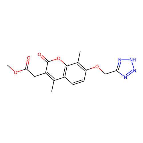 methyl [4,8-dimethyl-2-oxo-7-(1H-tetrazol-5-ylmethoxy)-2H-chromen-3-yl]acetate structure
