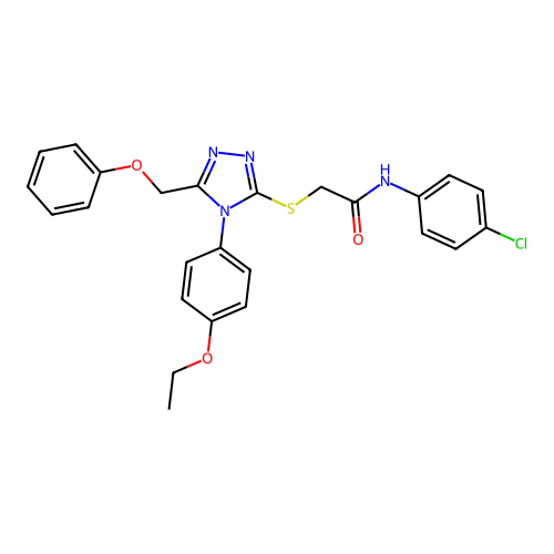 N-(4-chlorophenyl)-2-[[4-(4-ethoxyphenyl)-5-(phenoxymethyl)-1,2,4-triazol-3-yl]sulfanyl]acetamide structure