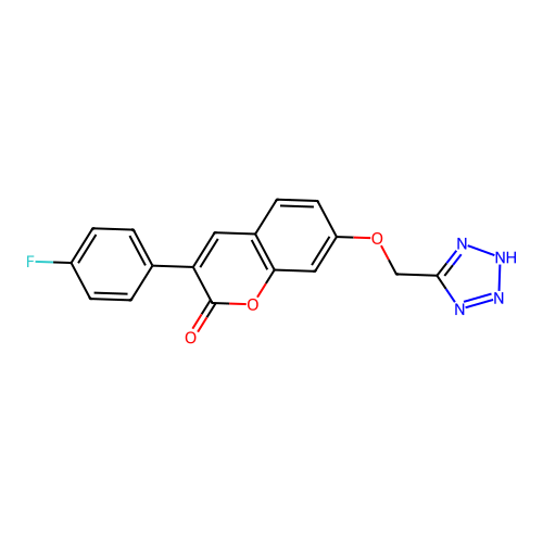 3-(4-fluorophenyl)-7-(1H-tetrazol-5-ylmethoxy)-2H-chromen-2-one structure