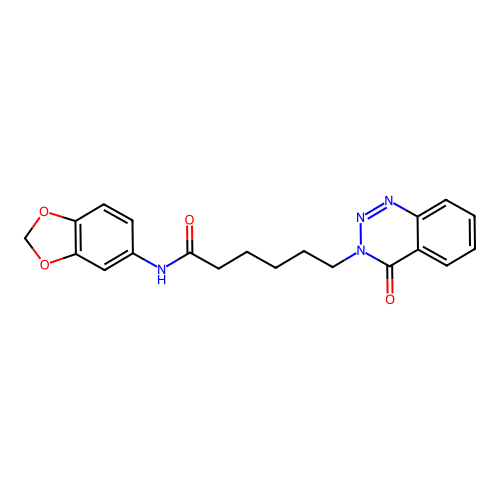 N-(1,3-benzodioxol-5-yl)-6-(4-oxo-1,2,3-benzotriazin-3(4H)-yl)hexanamide structure