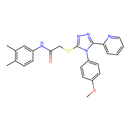N-(3,4-dimethylphenyl)-2-((4-(4-methoxyphenyl)-5-(pyridin-2-yl)-4H-1,2,4-triazol-3-yl)thio)acetamide structure