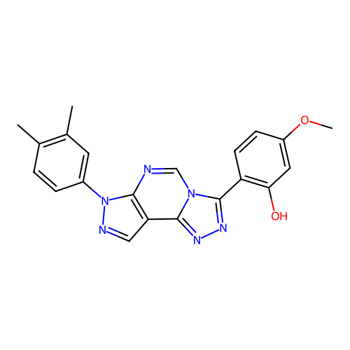 2-[7-(3,4-dimethylphenyl)-7H-pyrazolo[4,3-e][1,2,4]triazolo[4,3-c]pyrimidin-3-yl]-5-methoxyphenol structure