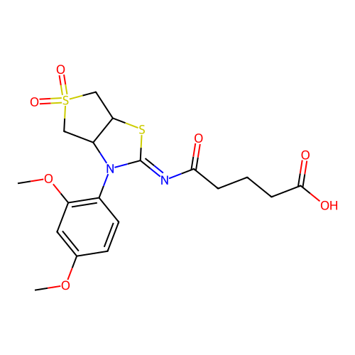 5-{[(2Z)-3-(2,4-dimethoxyphenyl)-5,5-dioxidotetrahydrothieno[3,4-d][1,3]thiazol-2(3H)-ylidene]amino}-5-oxopentanoic acid structure