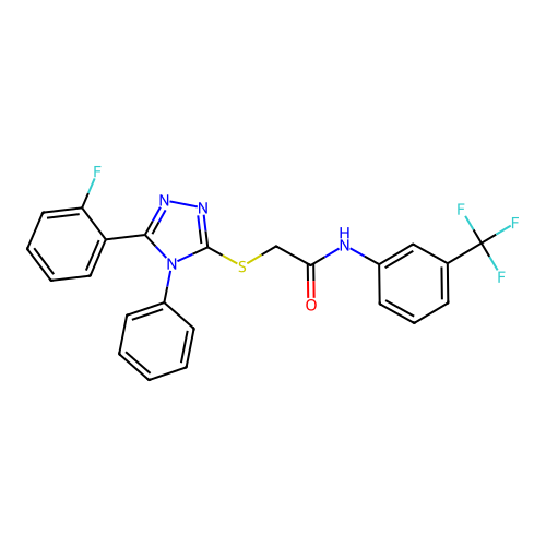 2-{[5-(2-fluorophenyl)-4-phenyl-4H-1,2,4-triazol-3-yl]sulfanyl}-N-[3-(trifluoromethyl)phenyl]acetamide structure
