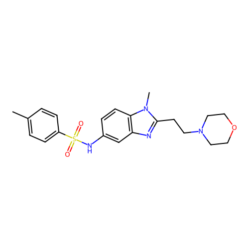 4-methyl-N-(1-methyl-2-(2-morpholinoethyl)-1H-benzo[d]imidazol-5-yl)benzenesulfonamide structure