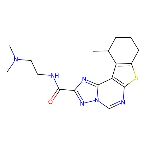N-(2-(dimethylamino)ethyl)-11-methyl-8,9,10,11-tetrahydrobenzo[4,5]thieno[3,2-e][1,2,4]triazolo[1,5-c]pyrimidine-2-carboxamide structure