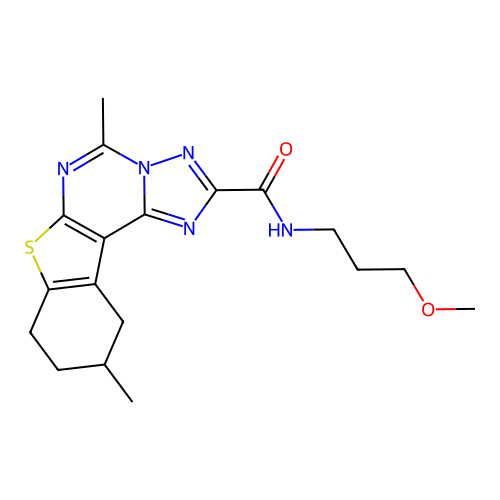 N-(3-methoxypropyl)-5,10-dimethyl-8,9,10,11-tetrahydro[1]benzothieno[3,2-e][1,2,4]triazolo[1,5-c]pyrimidine-2-carboxamide structure