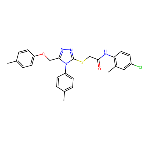 N-(4-chloro-2-methylphenyl)-2-((4-(p-tolyl)-5-((p-tolyloxy)methyl)-4H-1,2,4-triazol-3-yl)thio)acetamide structure