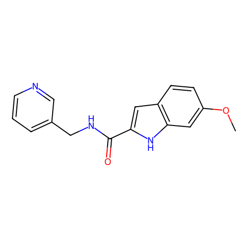 6-methoxy-N-(pyridin-3-ylmethyl)-1H-indole-2-carboxamide structure