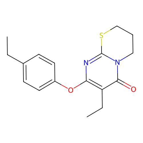 7-ethyl-8-(4-ethylphenoxy)-3,4-dihydro-2H,6H-pyrimido[2,1-b][1,3]thiazin-6-one structure