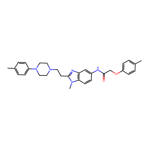 N-(1-methyl-2-(2-(4-(p-tolyl)piperazin-1-yl)ethyl)-1H-benzo[d]imidazol-5-yl)-2-(p-tolyloxy)acetamide structure