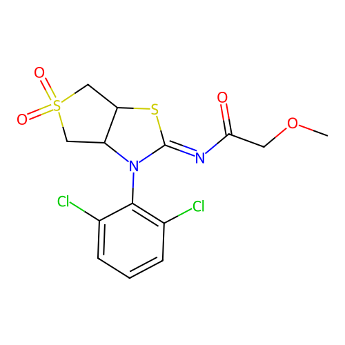 N-[(2Z)-3-(2,6-dichlorophenyl)-5,5-dioxidotetrahydrothieno[3,4-d][1,3]thiazol-2(3H)-ylidene]-2-methoxyacetamide structure