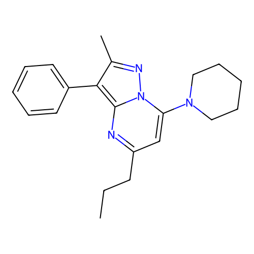2-Methyl-3-phenyl-7-(piperidin-1-yl)-5-propylpyrazolo[1,5-a]pyrimidine structure