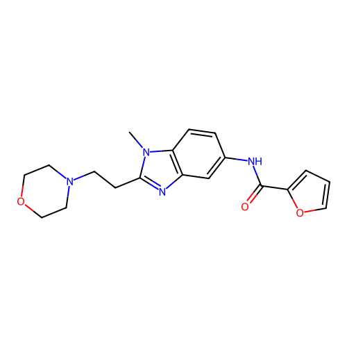 N-{1-methyl-2-[2-(morpholin-4-yl)ethyl]-1H-benzimidazol-5-yl}furan-2-carboxamide structure
