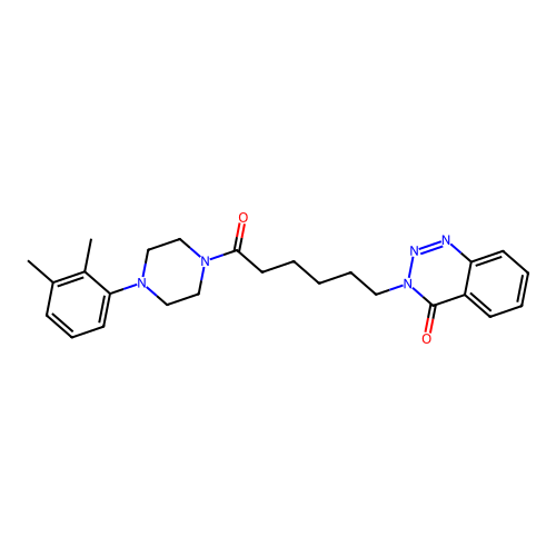 3-{6-[4-(2,3-dimethylphenyl)piperazino]-6-oxohexyl}-1,2,3-benzotriazin-4(3H)-one structure